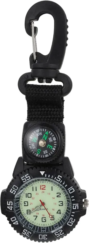 Sports Pocket Watch: Multifunction Clip-on Watch with Compass, Nylon Strap, Ideal for Hiking, Backpacking, Outdoor Activities