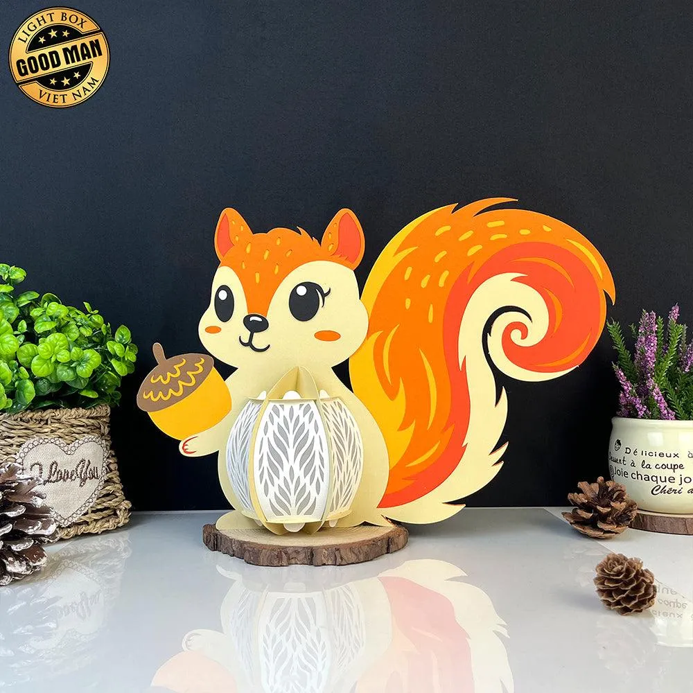 Squirrel - 3D Squirrel Lantern File - 10.5x7.9" - Cricut File - LightBoxGoodMan