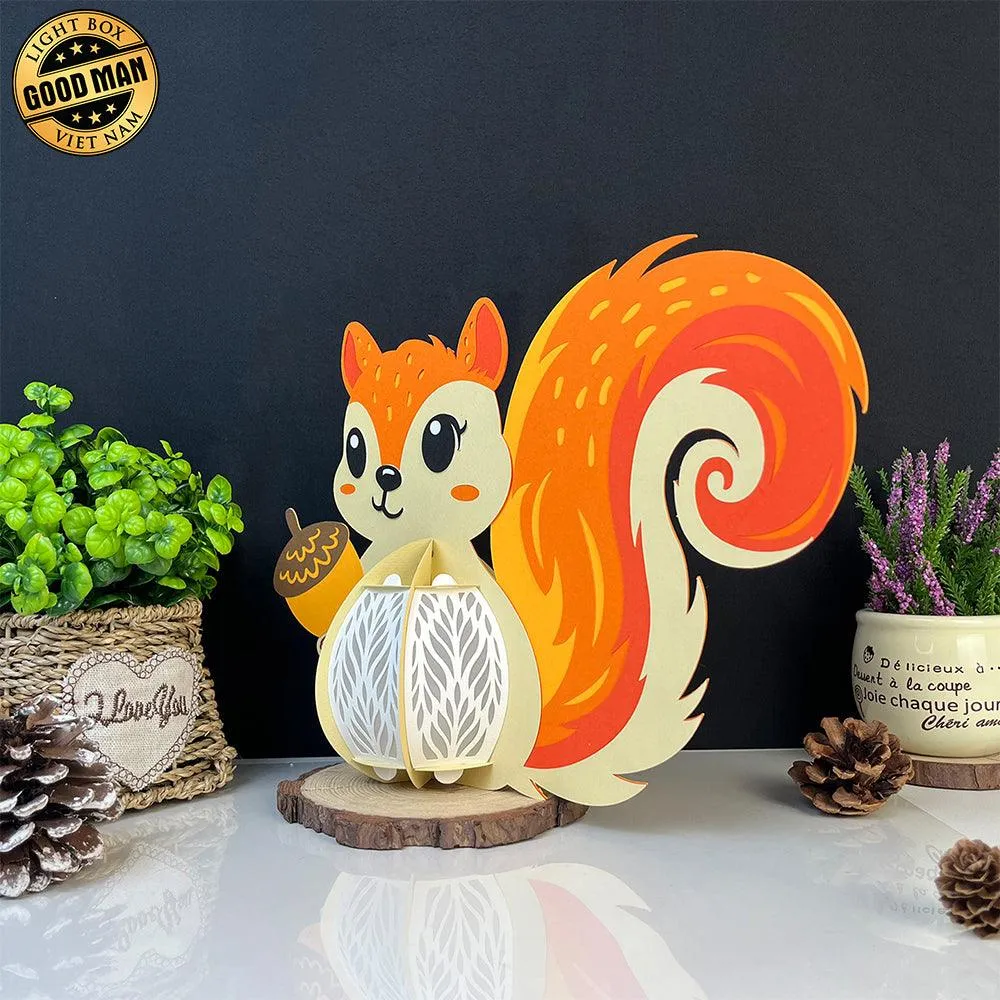 Squirrel - 3D Squirrel Lantern File - 10.5x7.9" - Cricut File - LightBoxGoodMan