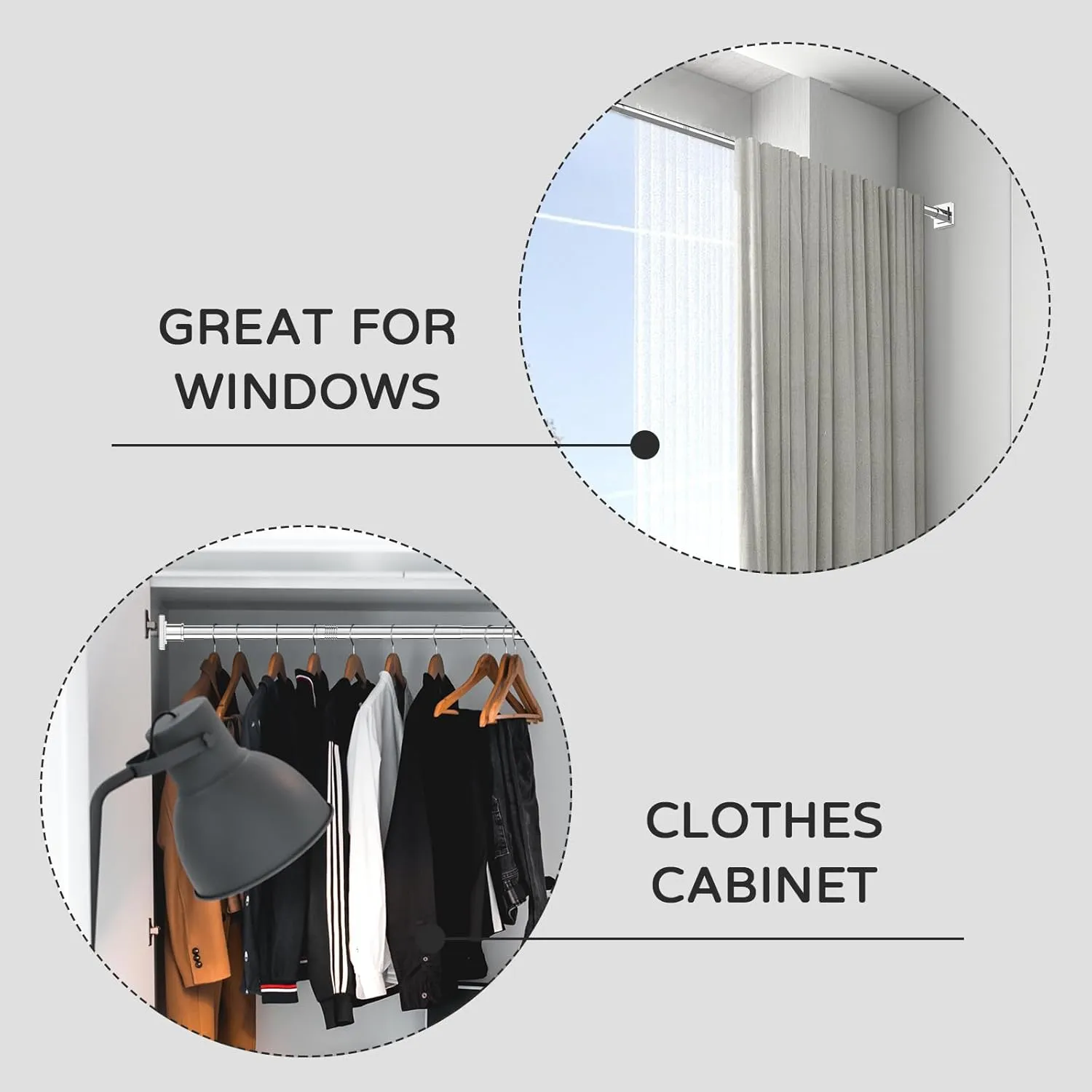 Stainless Silver Shower Curtain Rod 31-79 Inches Non-Slip Shower Rod Tension Mounted No Drill Shower Curtain Rods Spring Tension Rod Adjustable Tension Curtain Rod for Windows Bathroom