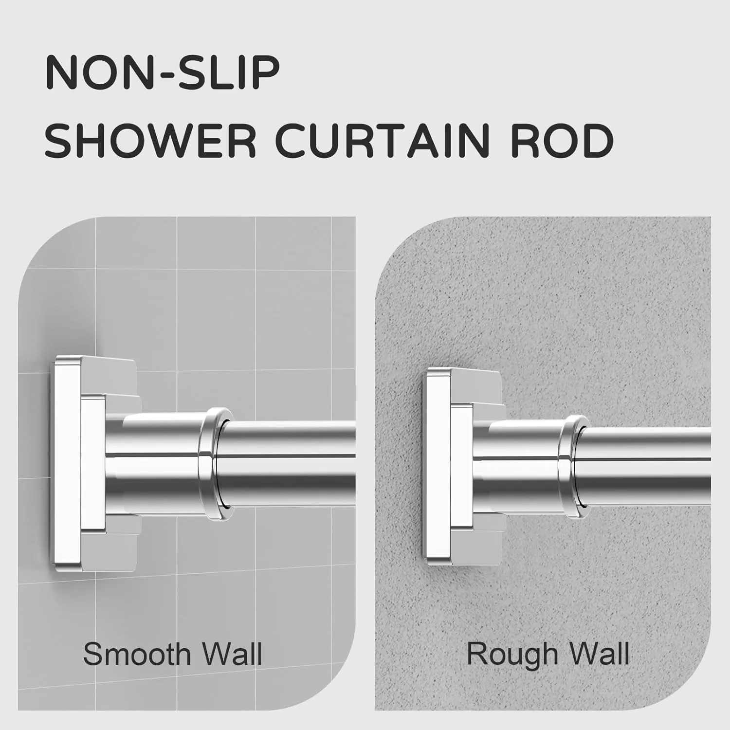 Stainless Silver Shower Curtain Rod 31-79 Inches Non-Slip Shower Rod Tension Mounted No Drill Shower Curtain Rods Spring Tension Rod Adjustable Tension Curtain Rod for Windows Bathroom