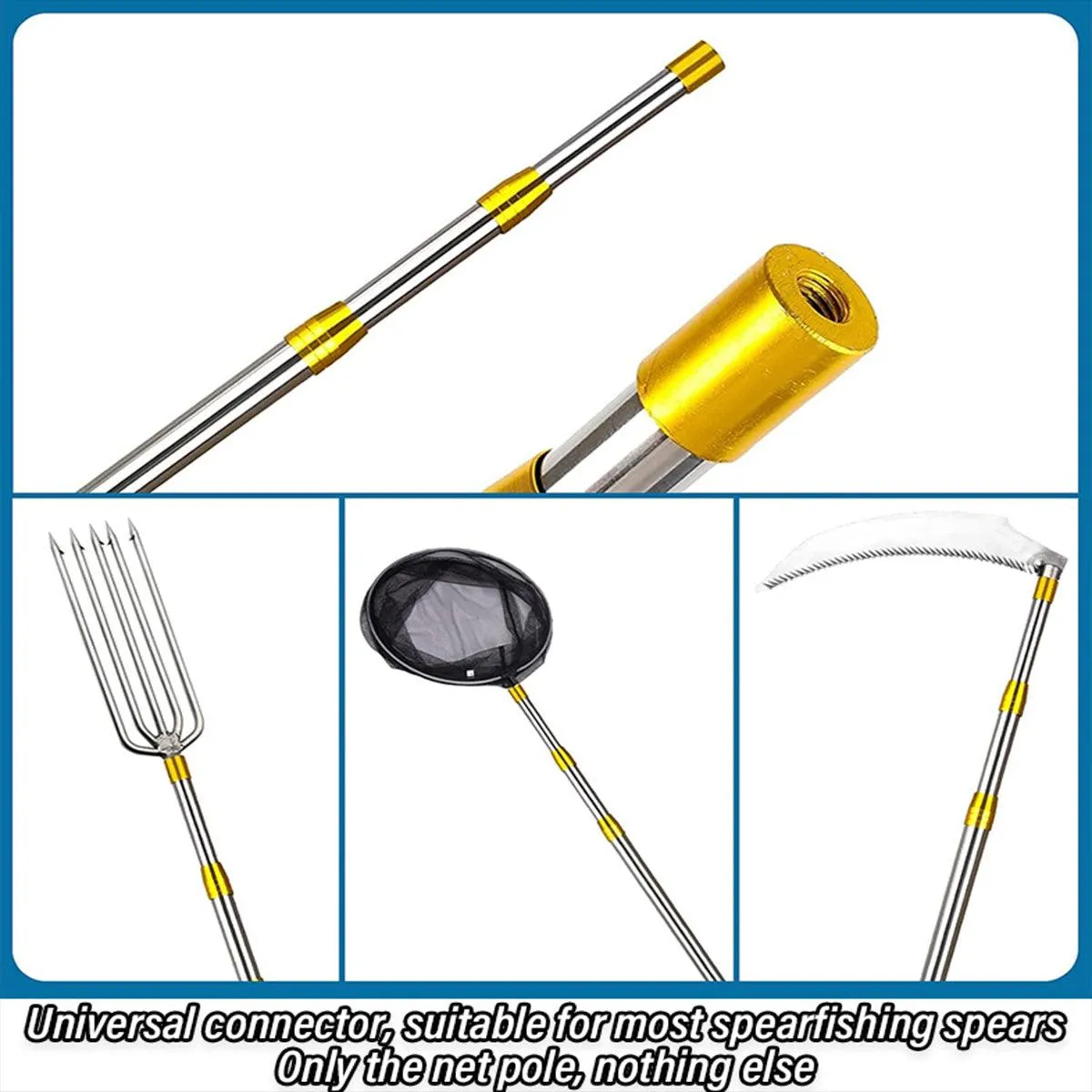 Stainless Steel Telescopic Mesh Rod Extendable Fishing Landing Net Handle Pole