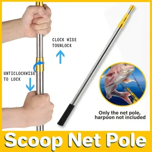 Stainless Steel Telescopic Mesh Rod Extendable Fishing Landing Net Handle Pole