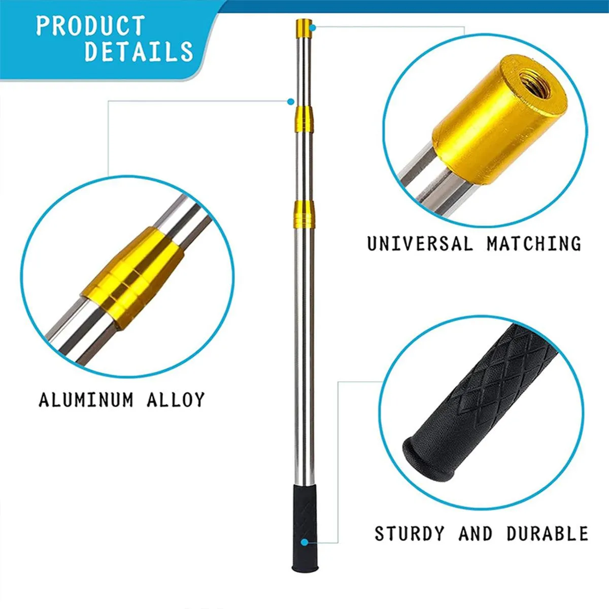 Stainless Steel Telescopic Mesh Rod Extendable Fishing Landing Net Handle Pole