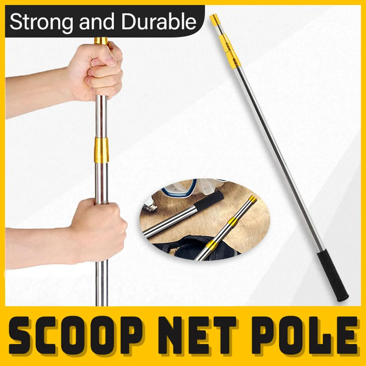 Stainless Steel Telescopic Mesh Rod Extendable Fishing Landing Net Handle Pole