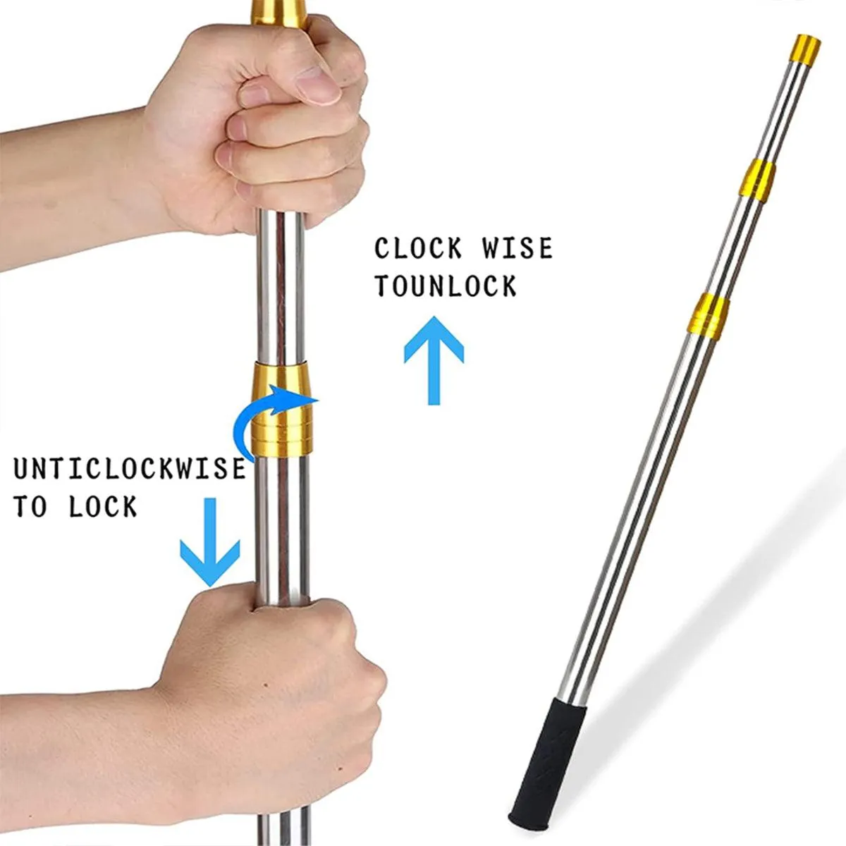 Stainless Steel Telescopic Mesh Rod Extendable Fishing Landing Net Handle Pole