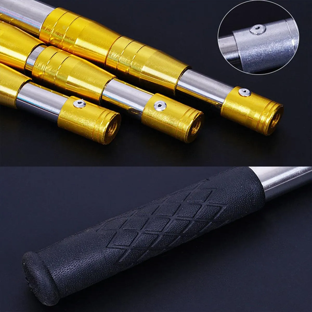 Stainless Steel Telescopic Mesh Rod Extendable Fishing Landing Net Handle Pole