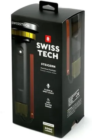 Steigern 2000 Lumen LED Rechargeable Flashlight, IPX7 Waterproof, Digital Focusing, Premium CREE LEDs for Optimal Lifetime and Brightness
