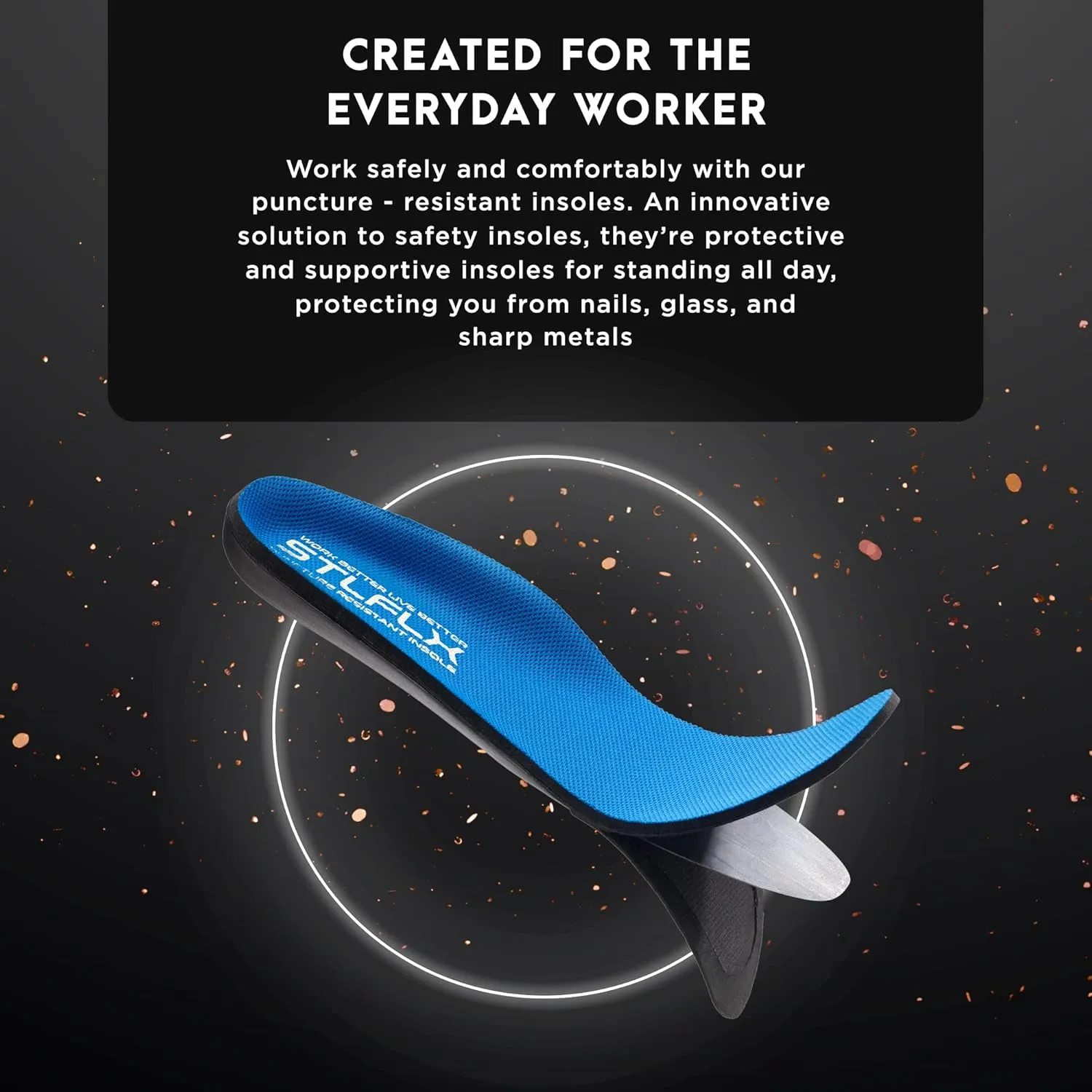 STLFLX - SoleGUARDZ™ Puncture Resistant Insole, Ergonomic Sole Insole, Insoles for Regular Shoes, Work Boots, and Safety Footwear