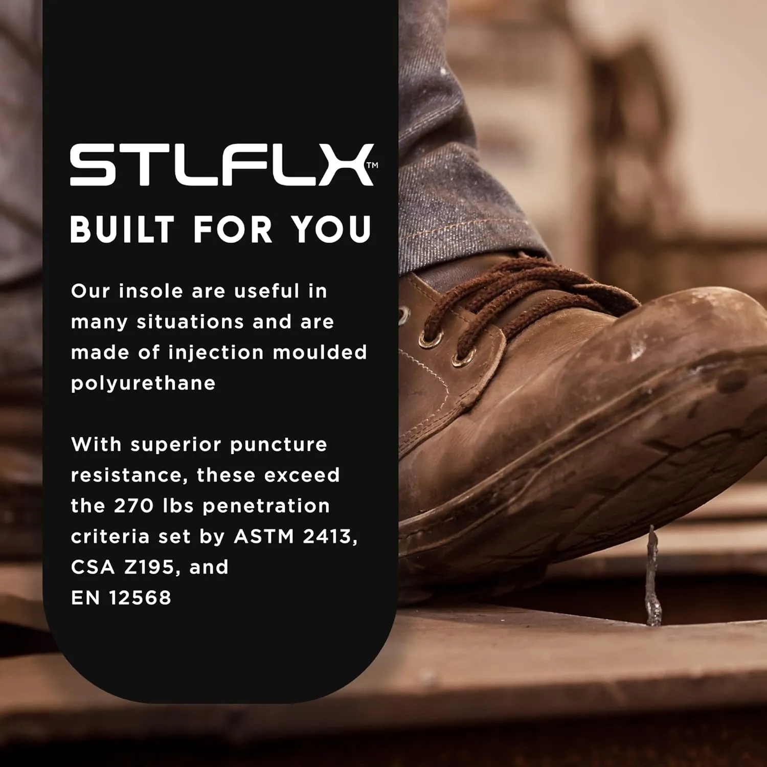 STLFLX - SoleGUARDZ™ Puncture Resistant Insole, Ergonomic Sole Insole, Insoles for Regular Shoes, Work Boots, and Safety Footwear