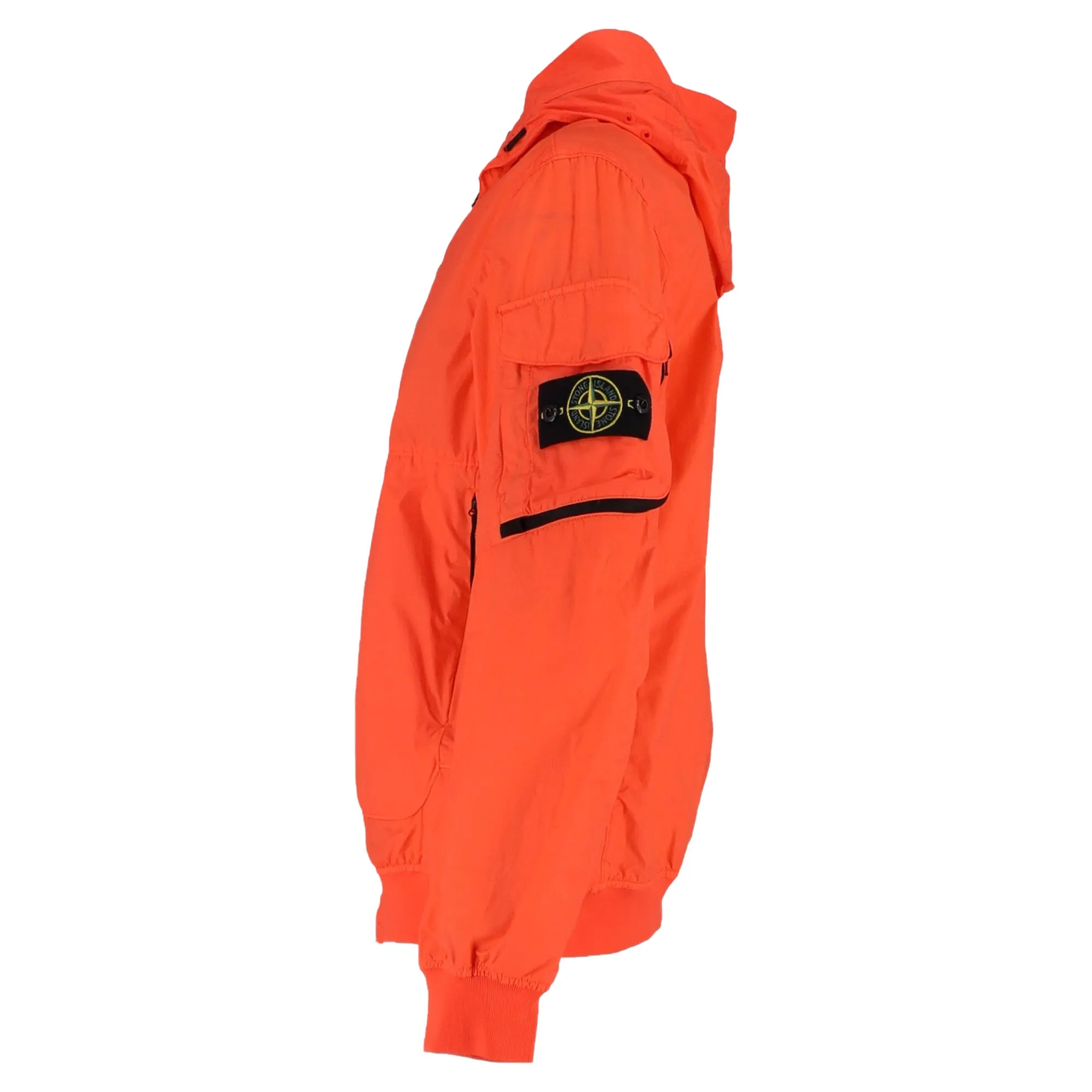 Stone Island Compass Badge Hooded Jacket in Orange Polyamide
