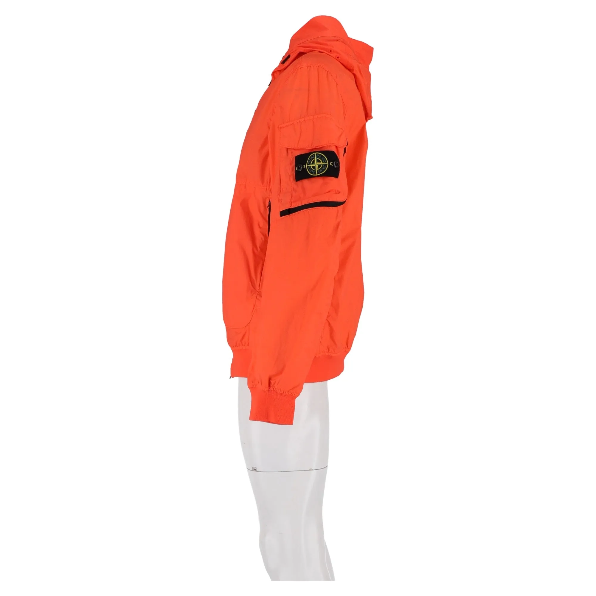 Stone Island Compass Badge Hooded Jacket in Orange Polyamide