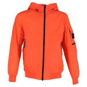 Stone Island Compass Badge Hooded Jacket in Orange Polyamide