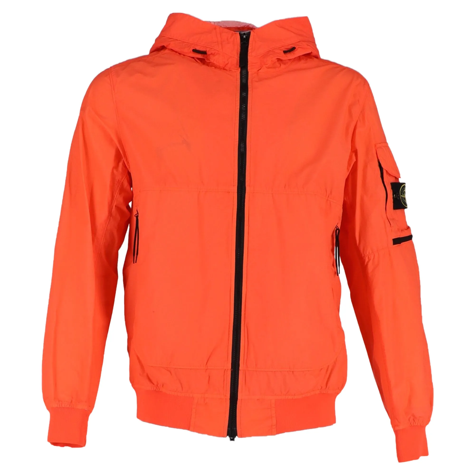 Stone Island Compass Badge Hooded Jacket in Orange Polyamide
