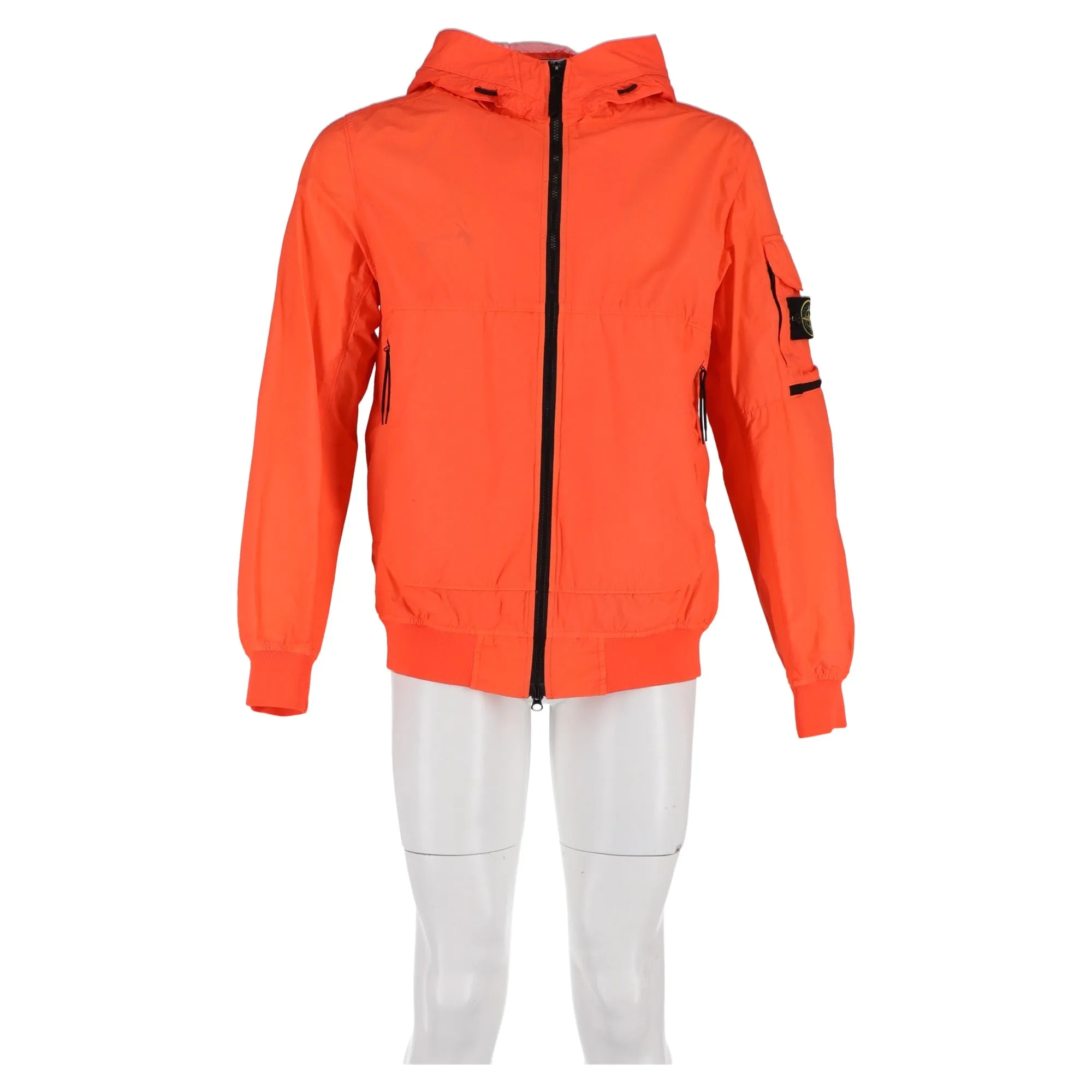 Stone Island Compass Badge Hooded Jacket in Orange Polyamide