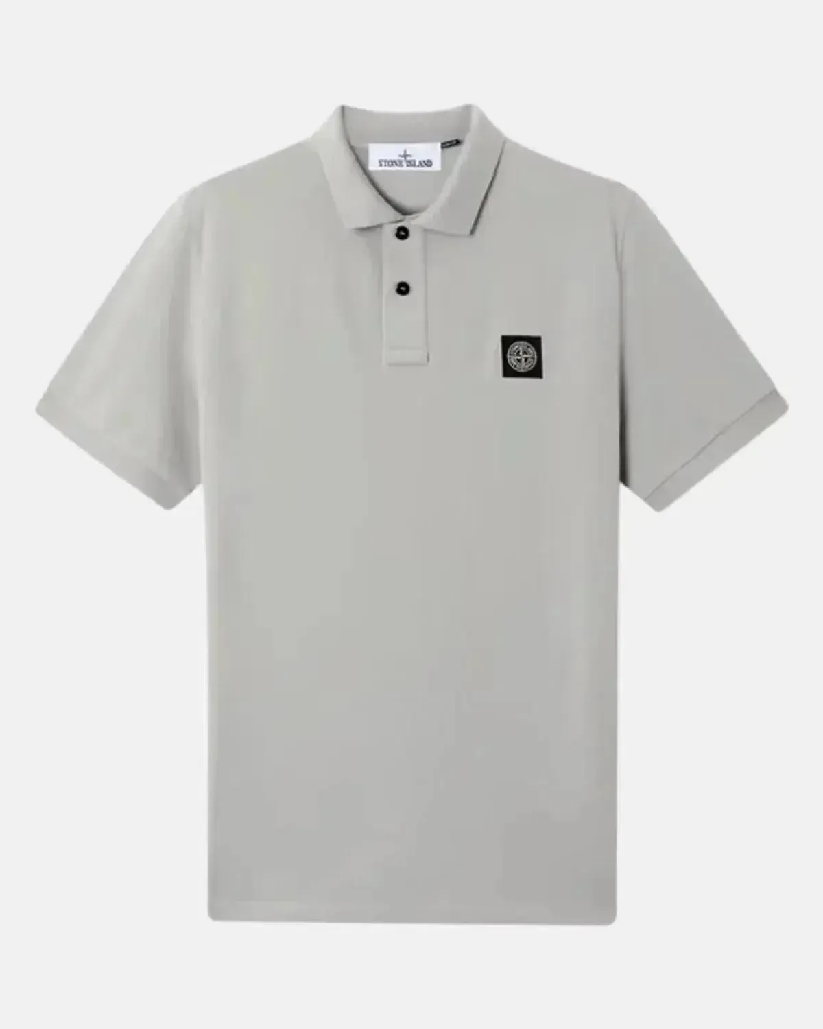 STONE ISLAND MENS 22002SC ORGANIC COTTON ELASTANE PIQUE POLO SHIRT PEARL GREY