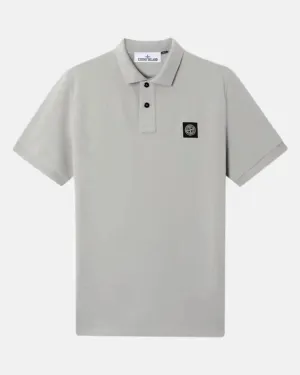 STONE ISLAND MENS 22002SC ORGANIC COTTON ELASTANE PIQUE POLO SHIRT PEARL GREY