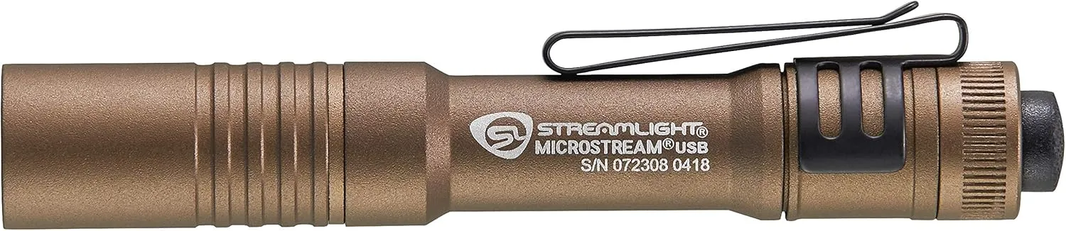 Streamlight 66608 MicroStream 250-Lumen EDC Ultra-Compact Flashlight with USB Rechargeable Battery, Clear Retail Packaging, Coyote