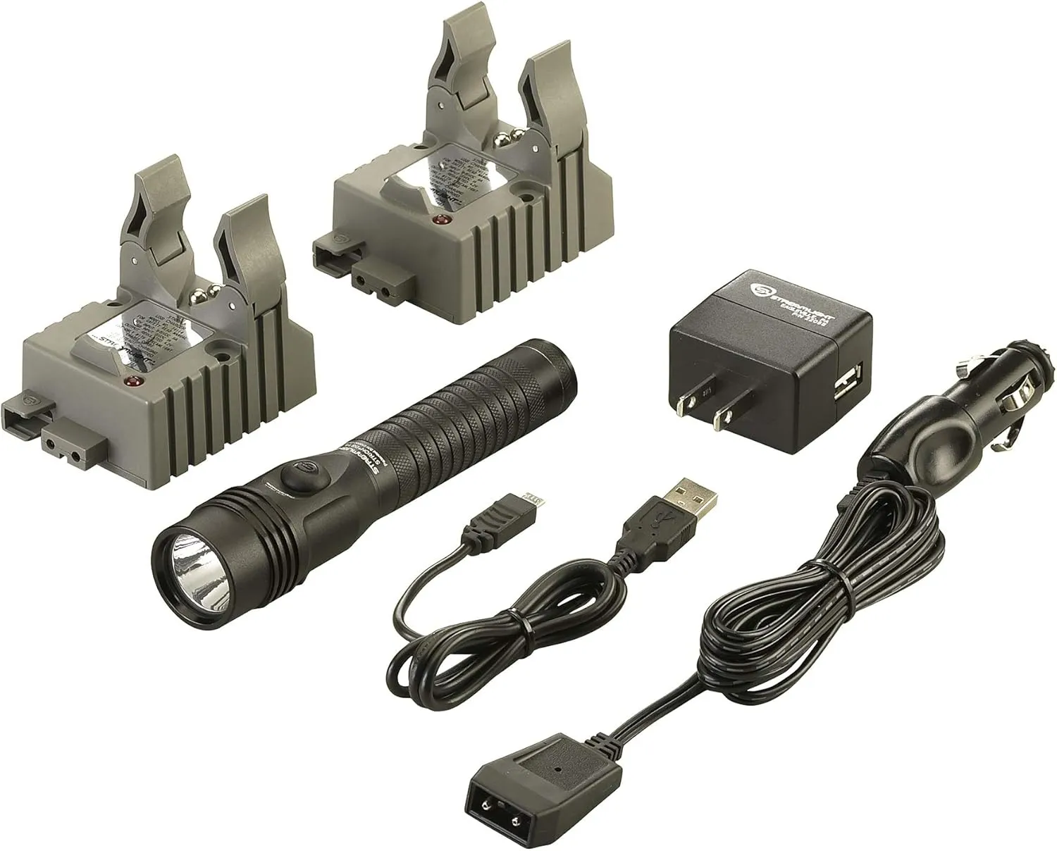 Streamlight 74612 Strion DS HL 700-Lumen Rechargeable Flashlight with IEC Type A (120V/100V) AC/12V DC, and 2 Holders, Black