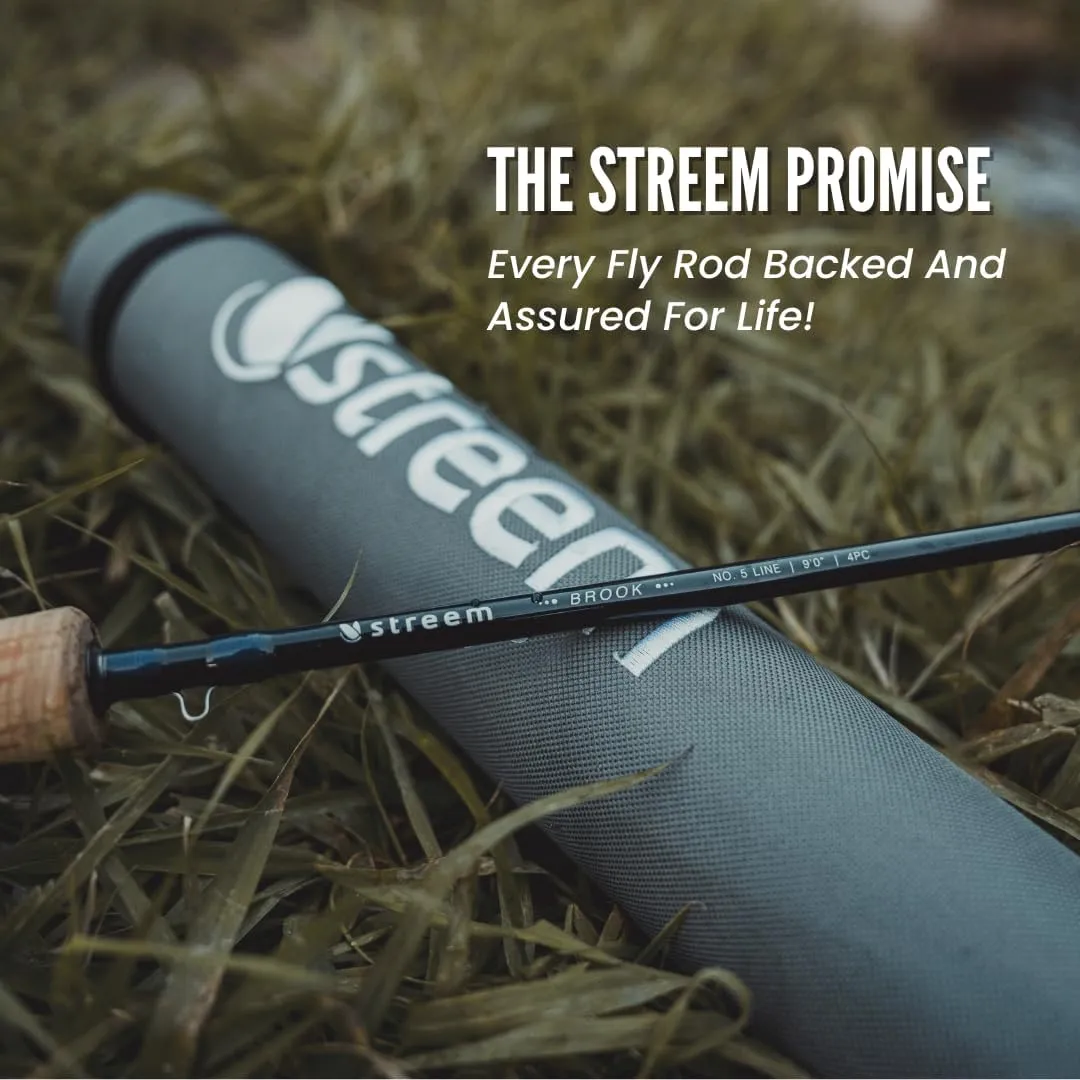 STREEM Outdoors Brook Series Fly Fishing Rod (9ft 5wt) Medium-Fast Action 4 Piece with Protective Case