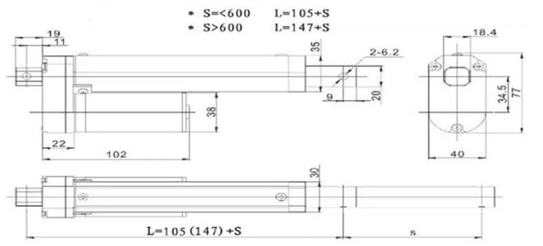Stroke 50mm 2 Inch 12 Volt Mini Linear Actuator Motor 100N High Speed 50mm/s