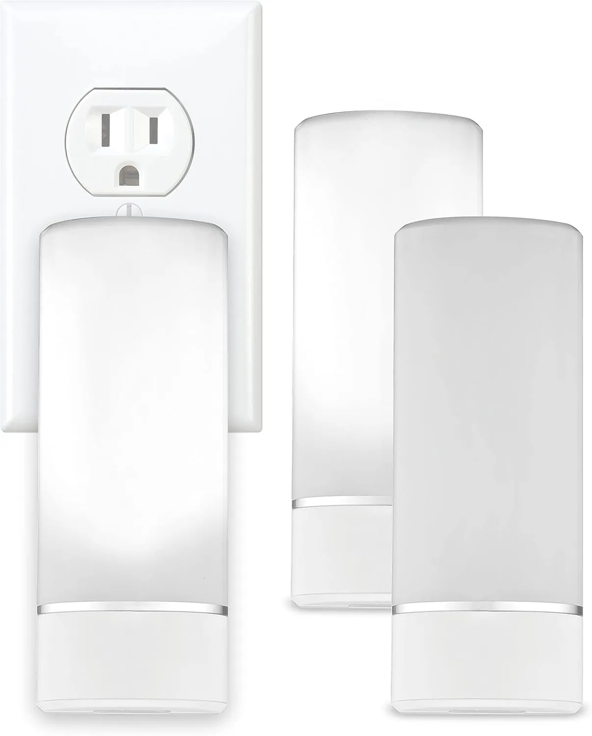 Sunbeam 3-Pack Emergency Power Failure Night Lights, 5-in-1, Multi-Color LED Light, Automatic Dusk to Dawn, Motion Sensor for Bedrooms, Hallways, Black Outs, Foldable Plug Flashlight, Rechargeable