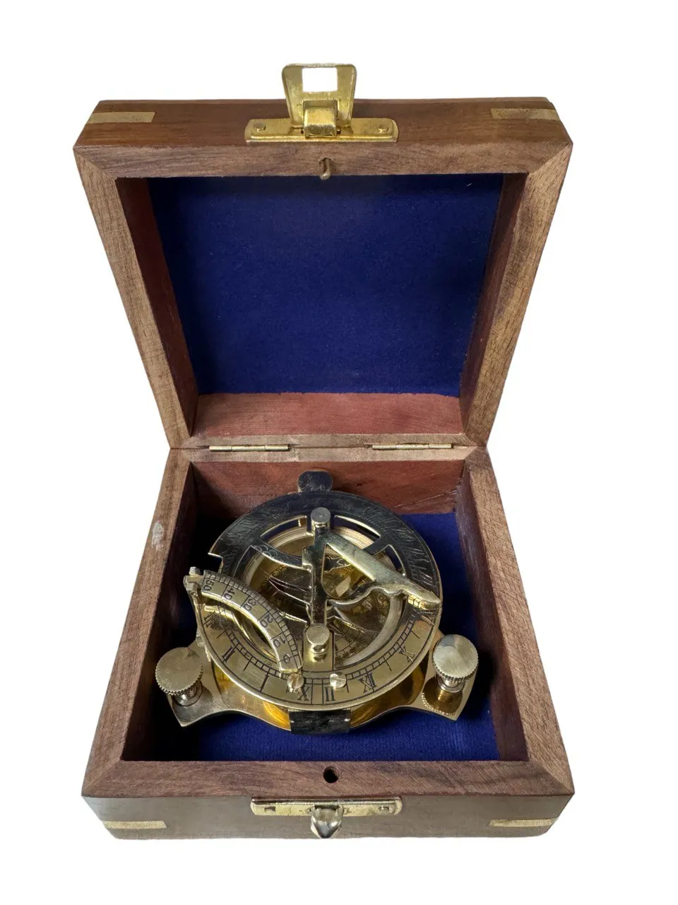 Sundial Compass Solid Brass Sun Dial 3'' with Rosewood Case
