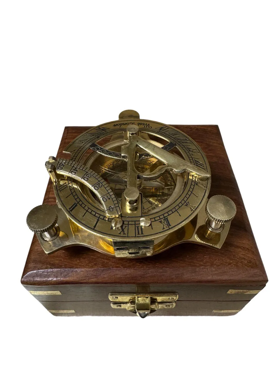 Sundial Compass Solid Brass Sun Dial 3'' with Rosewood Case