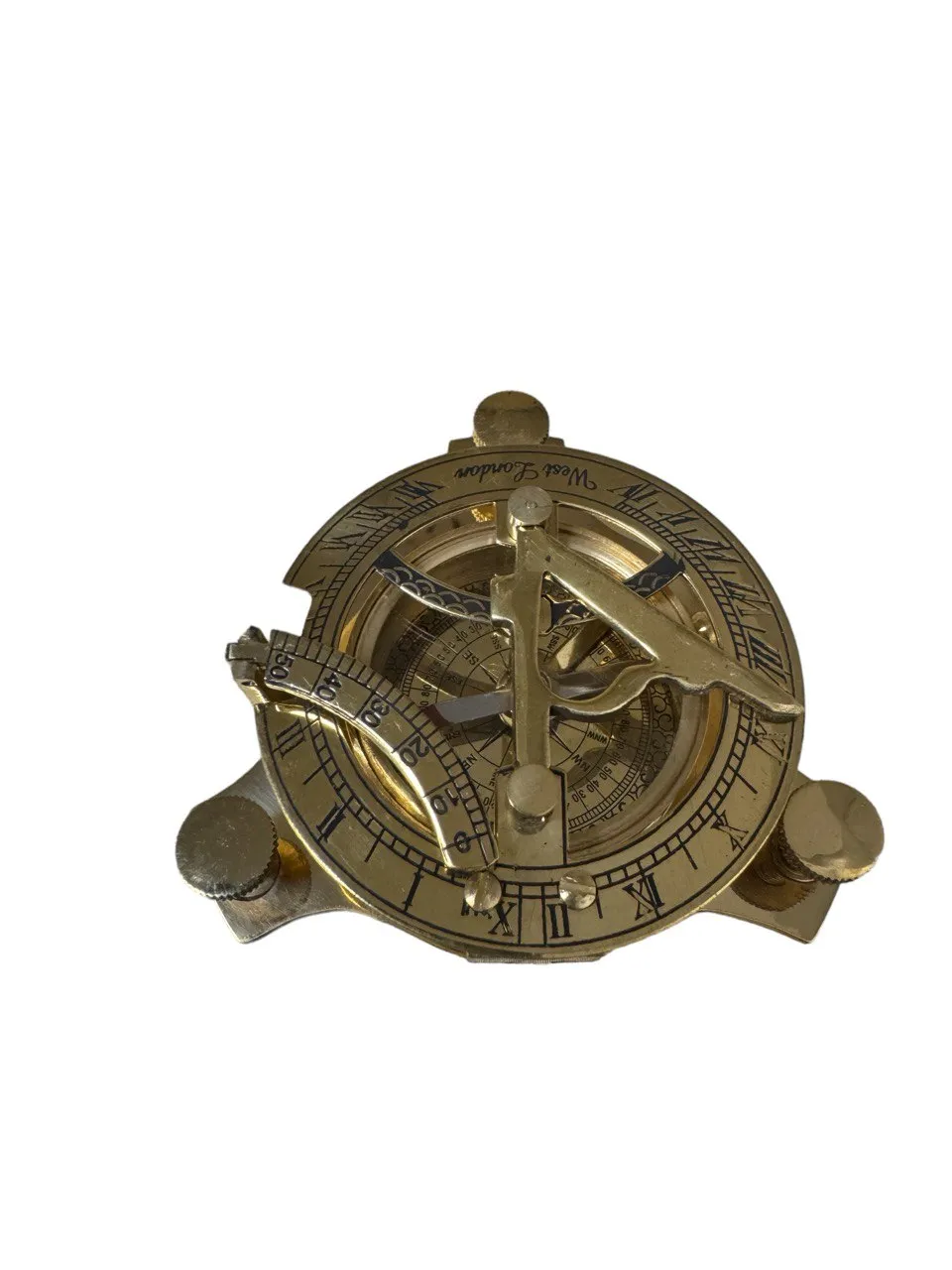Sundial Compass Solid Brass Sun Dial 3'' with Rosewood Case