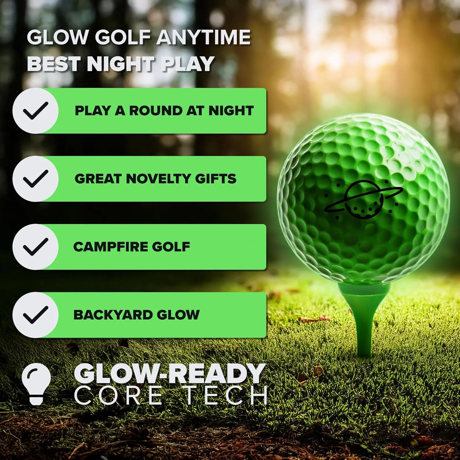 Supernova Glow Golf Balls – Rechargeable by UV Flashlight for Night Play, Perfect for Night Golf and Dusk Rounds & Bright, Lasting Glow