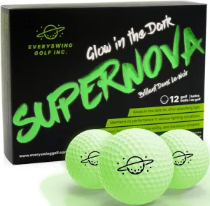 Supernova Glow Golf Balls – Rechargeable by UV Flashlight for Night Play, Perfect for Night Golf and Dusk Rounds & Bright, Lasting Glow