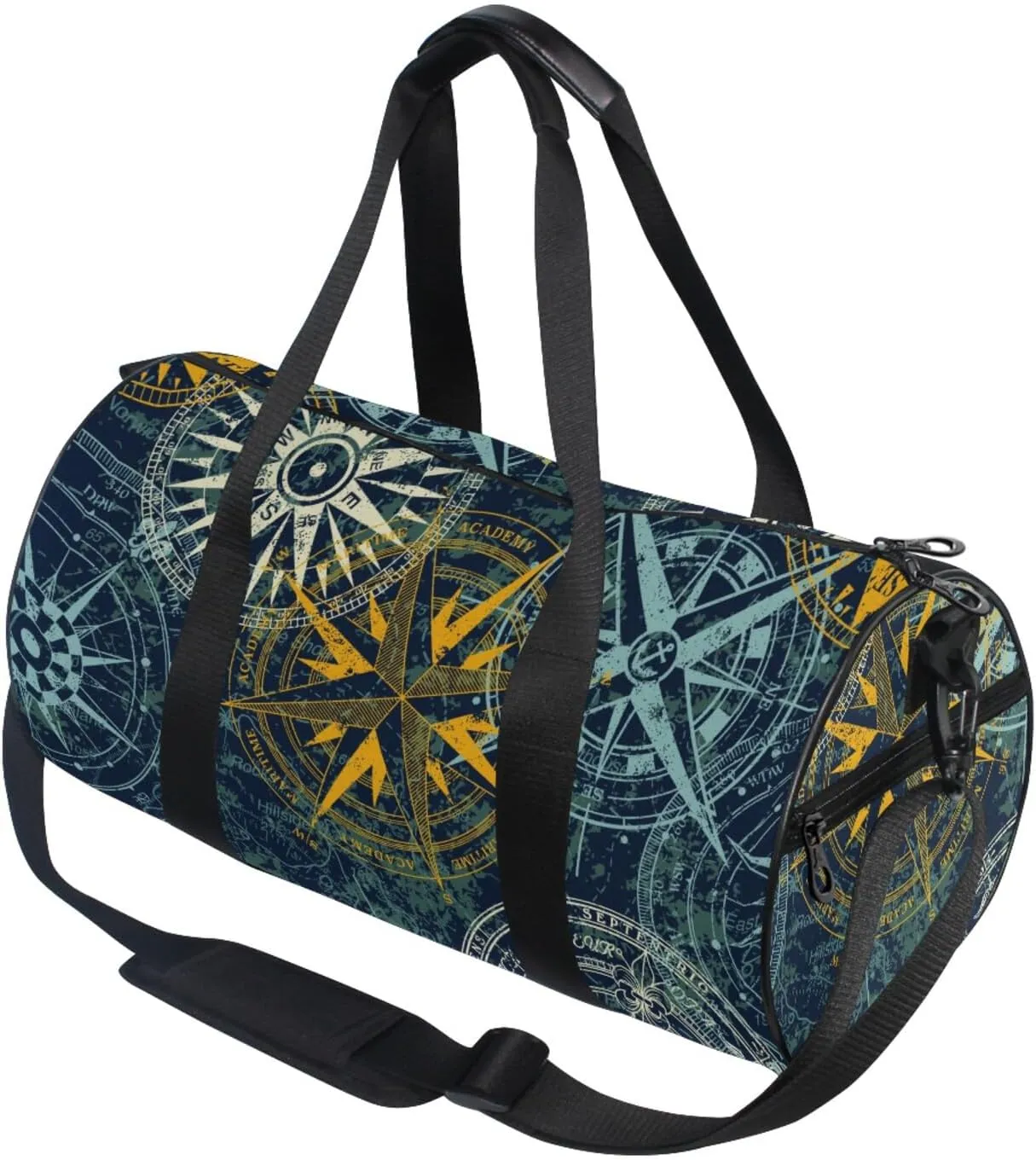 susiyo Small Sports Gym Bag Grunge Nautical Compass Compact Workout Duffle Bags for Men Women