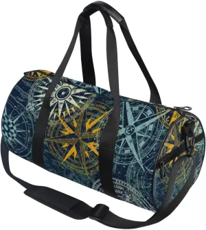 susiyo Small Sports Gym Bag Grunge Nautical Compass Compact Workout Duffle Bags for Men Women