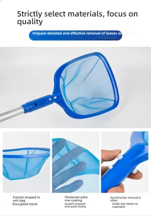 Swimming Pool Cleaning Accessories: Three-Section Telescopic Rod net, deep-Water Leaf net, Swimming Lane line(Total Length: 35.4 inches)