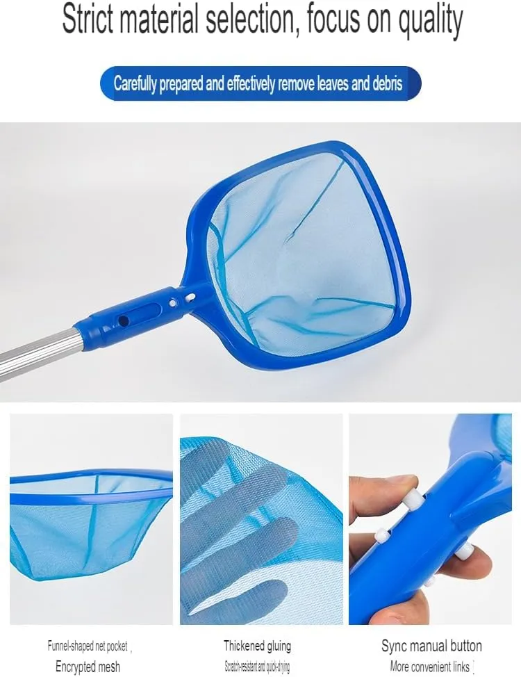 Swimming Pool Cleaning Accessories, Three-Section Telescopic Rod net Fishing, deep Water Leaf net Lane Lines