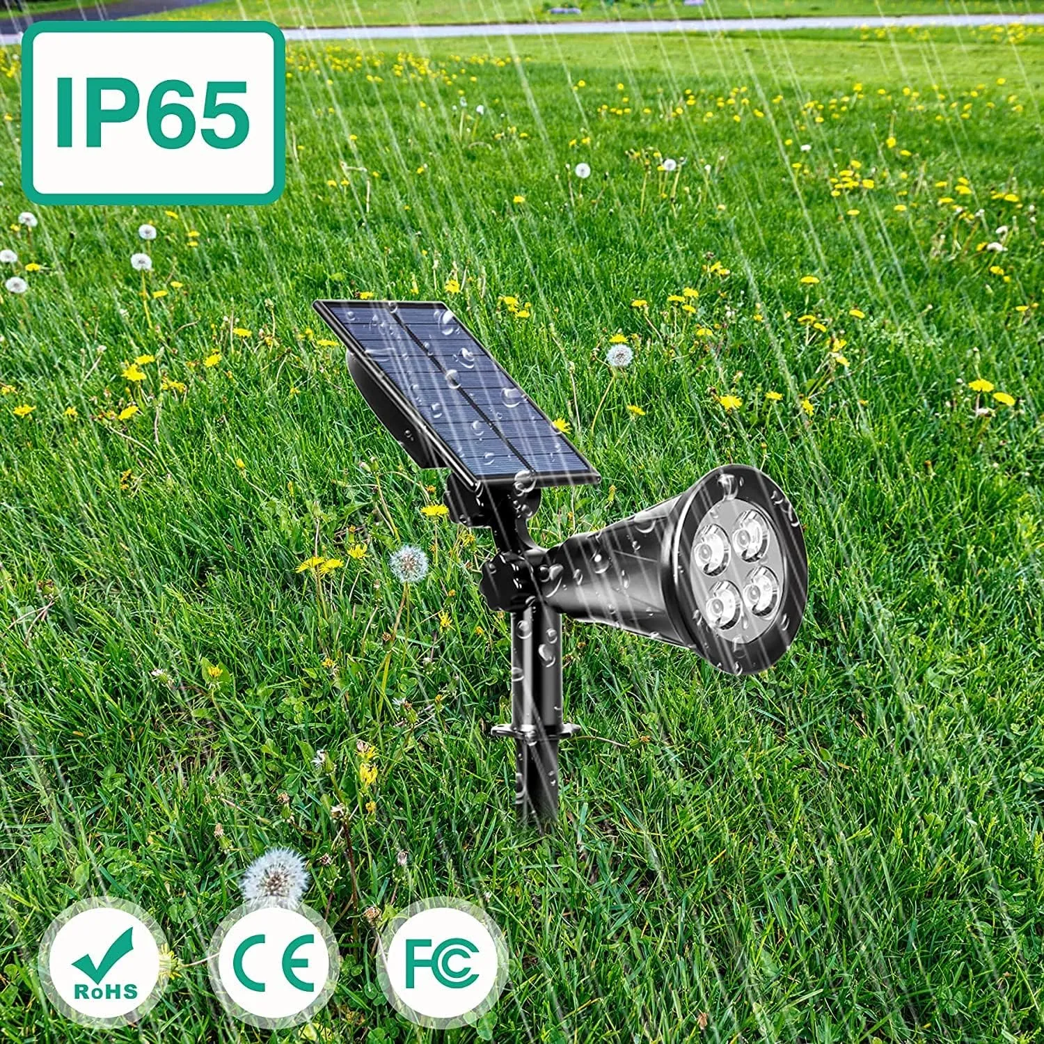 T-SUNUS Solar Landscape Spotlights IP65 Waterproof Blue Lights Outside Auto On/Off Yard Lighting 2 Modes for Halloween Christmas Outdoor Tree Driveway Garden Flag Pond Pool Statue Backyard 4-Pack