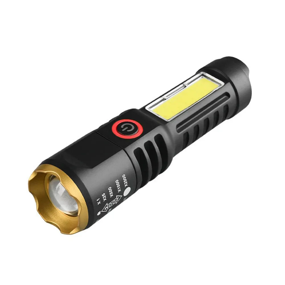 Telescopic Dual Light Source Flashlight: Portable and USB Rechargeable