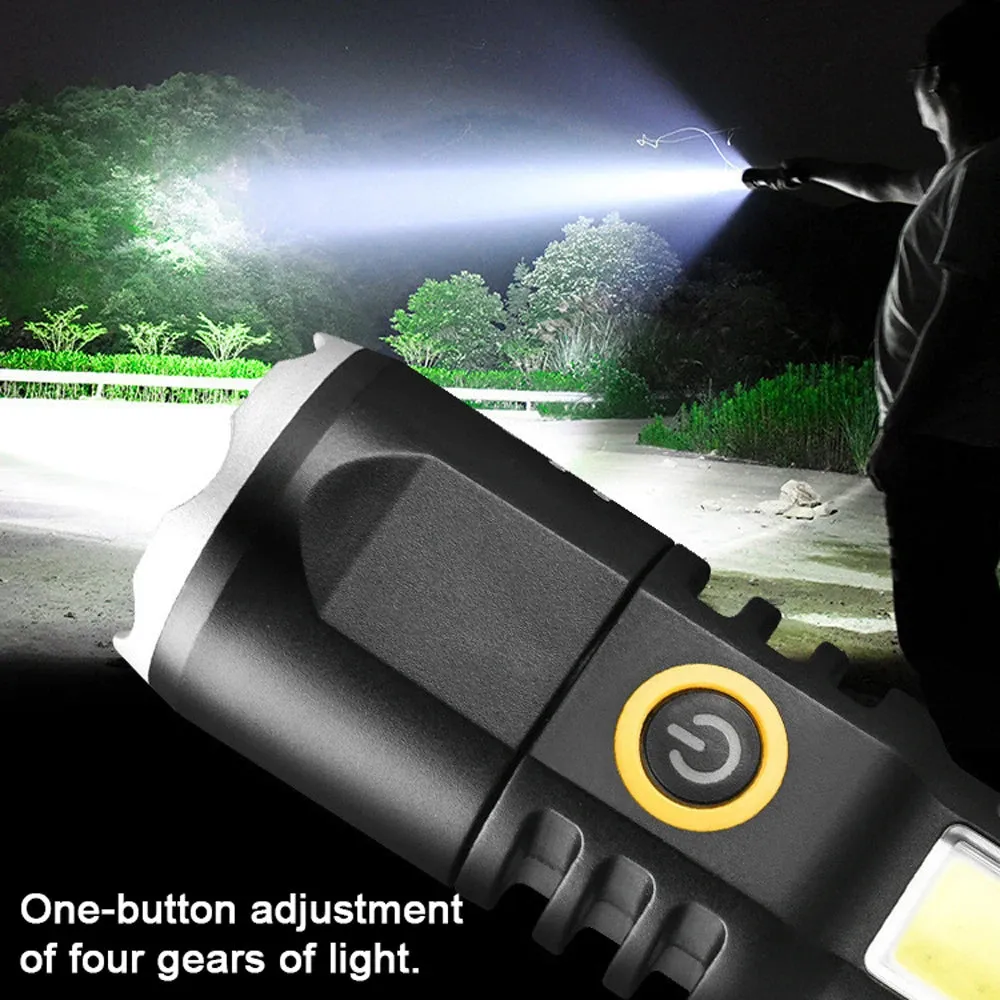 Telescopic Dual Light Source Flashlight: Portable and USB Rechargeable
