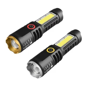 Telescopic Dual Light Source Flashlight: Portable and USB Rechargeable