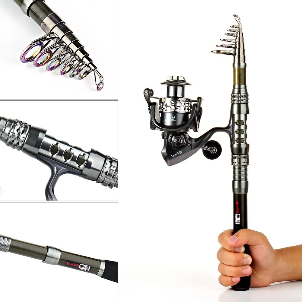 Telescopic Fishing Rod Combo with Spinning Reel & Carrier Bag