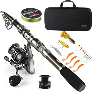 Telescopic Fishing Rod Combo with Spinning Reel & Carrier Bag