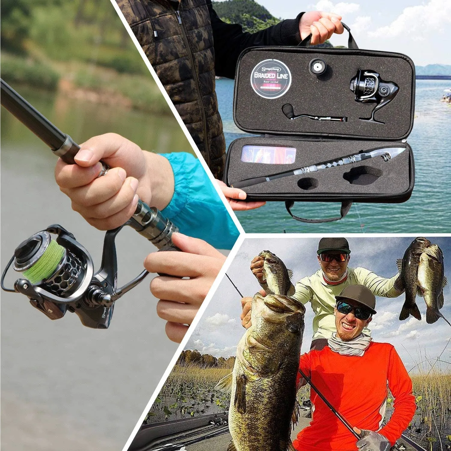 Telescopic Fishing Rod Combo with Spinning Reel & Carrier Bag