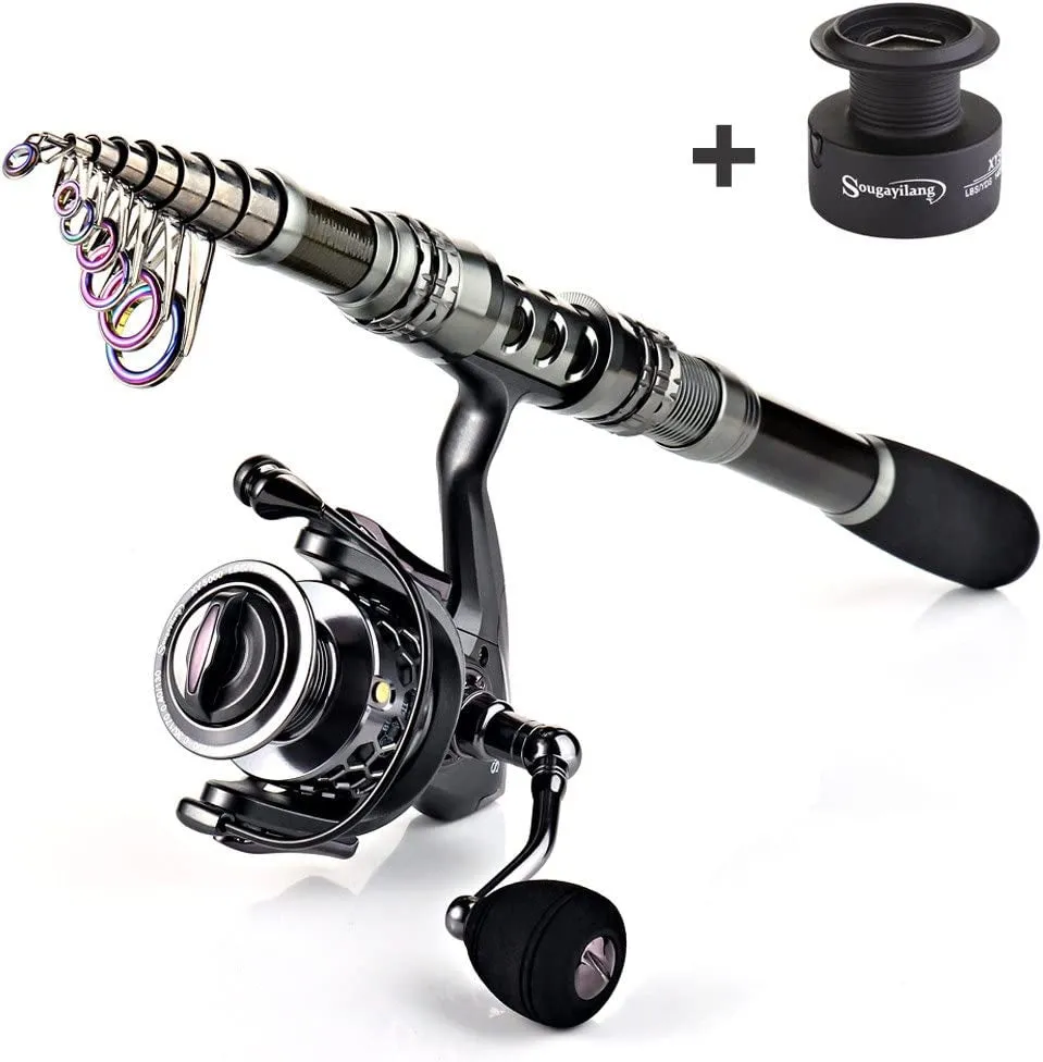 Telescopic Fishing Rod Combo with Spinning Reel & Carrier Bag