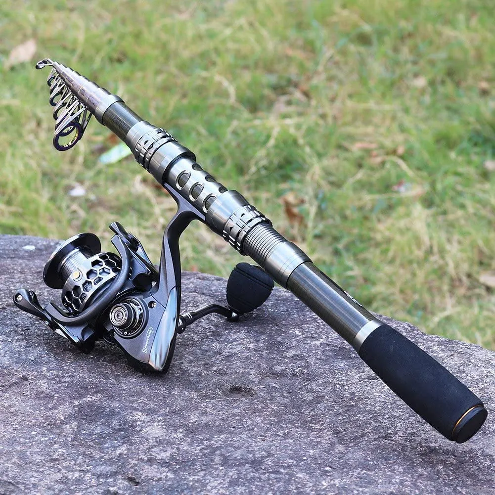Telescopic Fishing Rod Combo with Spinning Reel & Carrier Bag