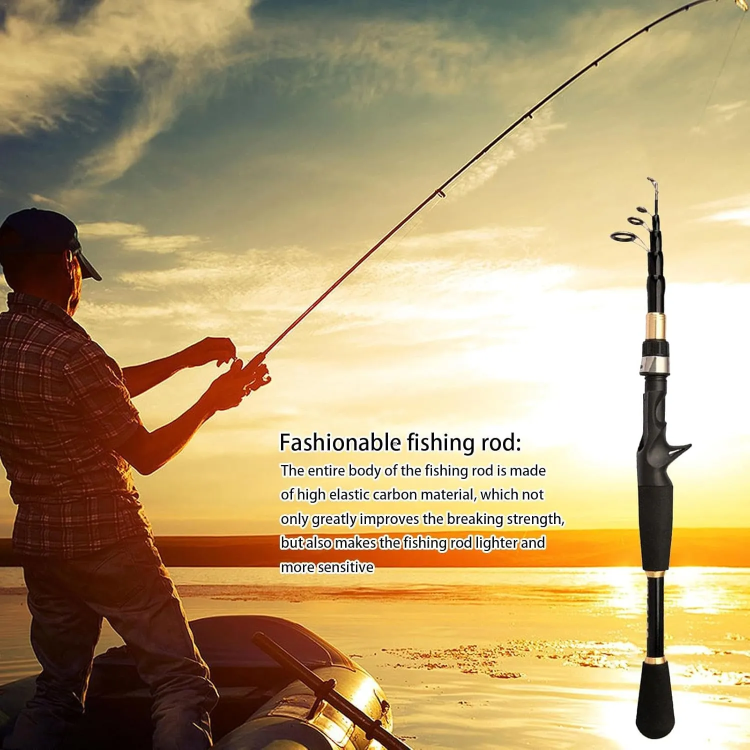 Telescopic Fishing Rod, Telescopic Fishing Rod, Bait Casting Rod, Fishing Rod for Ejecting Lures with Long Range, Robust Fishing Rod for Ejecting Long Casts, Fishing Rod for Ejecting Fishing Rods