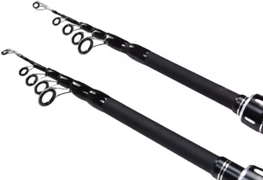 Telescopic Fishing Rod, telescopic lure rod vibration type road slippery, adjustment sea fishing rod casting rod short section, Travel Fishing Rod for Bass Trout Fishing(1.8m black)