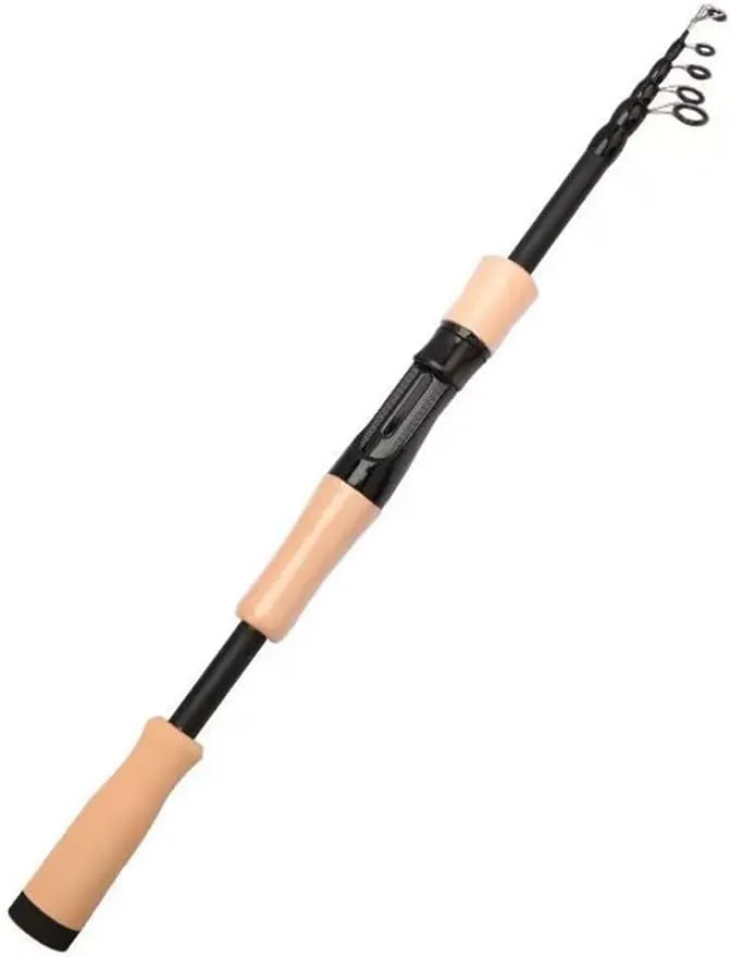 Telescopic Fishing Rod, telescopic lure rod vibration type road slippery, adjustment sea fishing rod casting rod short section, Travel Fishing Rod for Bass Trout Fishing(1.8m black)