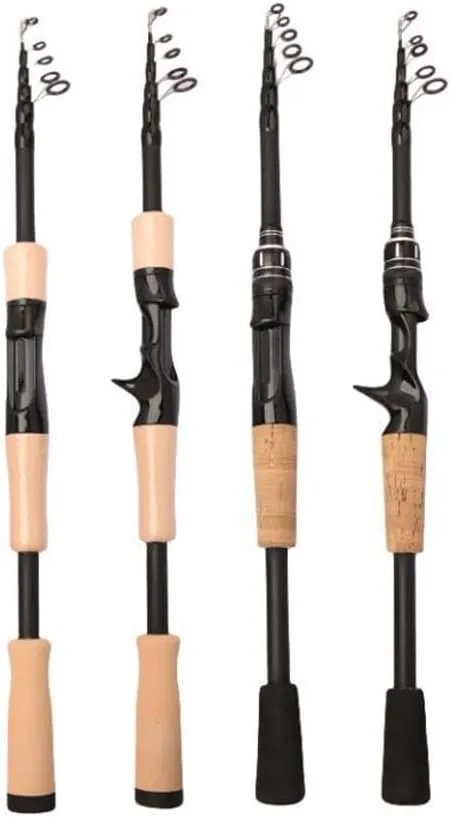 Telescopic Fishing Rod, telescopic lure rod vibration type road slippery, adjustment sea fishing rod casting rod short section, Travel Fishing Rod for Bass Trout Fishing(1.8m black)