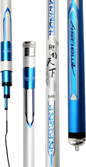 Telescopic Fishing Rods Carbon Fishing Rod 2.7-7.2 M Ultra-Light Super Hard 28 Tone Fishing Rod Fishing Tackle (Color : Blue White, Size : 5.7m)