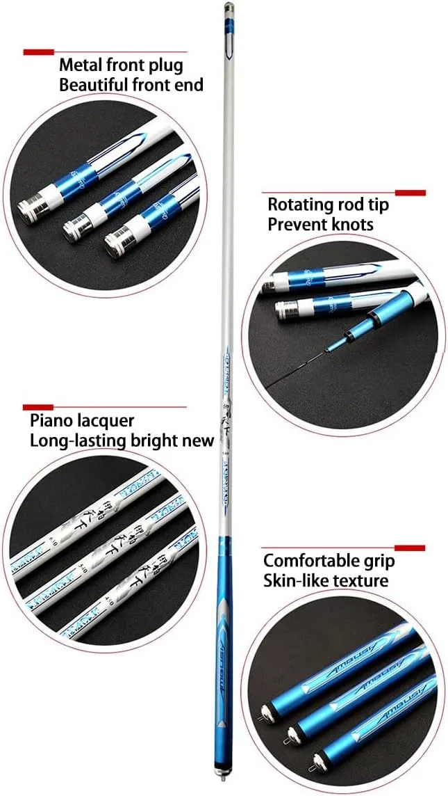Telescopic Fishing Rods Carbon Fishing Rod 2.7-7.2 M Ultra-Light Super Hard 28 Tone Fishing Rod Fishing Tackle (Color : Blue White, Size : 5.7m)